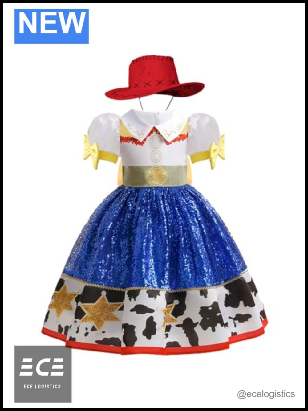 Toddler Girls Sequin Cowgirl Dress with Hat Costume